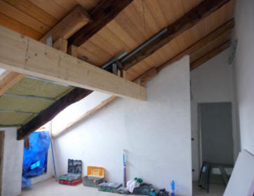 controsoffitto tetto con isolamento prime lavorazioni